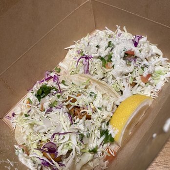 Loving Hut - Vegan Fish Tacos, tender and flaky chunks of "fish" can't go wrong! - Vegan Near Me - Garden Grove, California