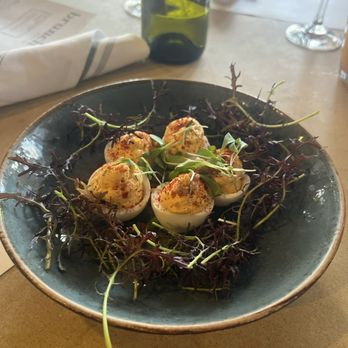 The Front Yard - Deviled Eggs with Candied Bacon - Breakfast & Brunch Near Me - North Hollywood, California The Front Yard - Deviled Eggs with Candied Bacon - Breakfast & Brunch Near Me - North Hollywood, California