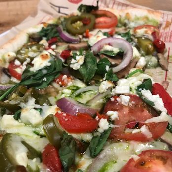 MOD Pizza - Veggie pizza with pesto and feta. - Pizza Near Me - Madison, Alabama MOD Pizza - Veggie pizza with pesto and feta. - Pizza Near Me - Madison, Alabama