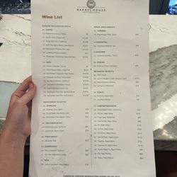 Barrel House Bistro and Tap Room - Wine menu
