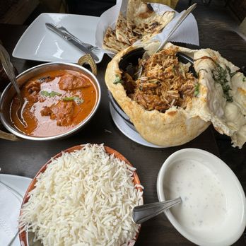Angel Indian Restaurant  - 2. Garlic Naan, Butter Chicken, Goat Dum Briyani - Indian Near Me - Jackson Heights, New York