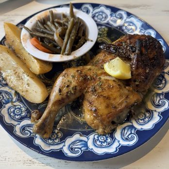The Med - Greek chicken and potatoes with seasoned green beans - Mediterranean Near Me - Indianapolis, Indiana