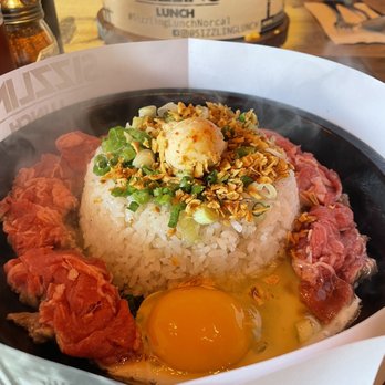 Sizzling Lunch - Garlic Beef Pepper Rice with egg - Japanese Near Me - San Jose, California