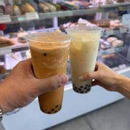 Thai Tea Frozen & Jasmine Tea. Both with Boba.