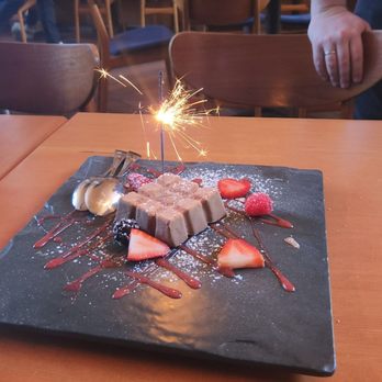 Madison - Other birthday dessert. Chocolate mouse over light cake with fresh berries. Very good - Italian Near Me - San Diego, California Madison - Other birthday dessert. Chocolate mouse over light cake with fresh berries. Very good - Italian Near Me - San Diego, California