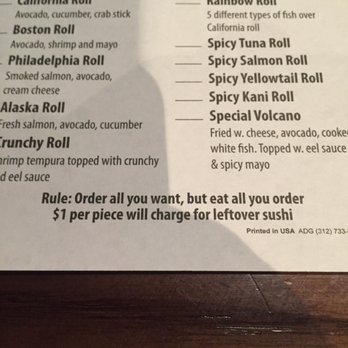 Ko Sushi - Charging for food you don't like??? - Sushi Bars Near Me - Bolingbrook, Illinois Ko Sushi - Charging for food you don't like??? - Sushi Bars Near Me - Bolingbrook, Illinois