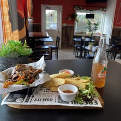 Afro Fusion Restaurant - Fried yams and goat with tamarind soda