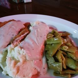 Mac's Sports Bar & Steakhouse - Country fried steak mashed potatoes and gravy with green beans
