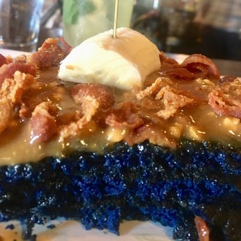 Bosscat Kitchen & Libations - A cross cut of The "King", look how BLUE the pancakes are! - New American Near Me - Irvine, California Bosscat Kitchen & Libations - A cross cut of The "King", look how BLUE the pancakes are! - New American Near Me - Irvine, California