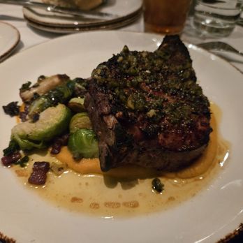 Old Ebbitt Grill - Duroc Pork Chop, Brussel spouts, and sweet potato mash - Bars Near Me - Washington, DC, District of Columbia