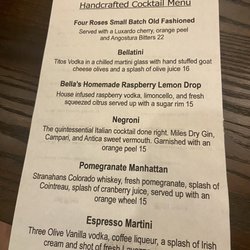 Bella Tuscany Ristorante Italiano Ocoee - Cocktail Menu