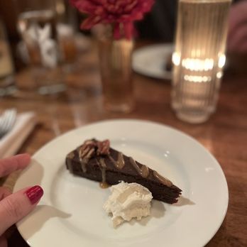 Dancing Bear Appalachian Bistro - Sweet ending: chocolate torte with autumn spiced creme fraiche. - New American Near Me - Townsend, Tennessee