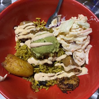 The Tiny Turtle - Sofritos bowl with shrimp (contained only 4 or 5 shrimp) - Caribbean Near Me - Cocoa Beach, Florida