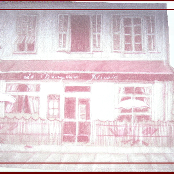Le Dauphin Niçois - Esquisse du restaurant dessiner par une artiste à Montmartre Paris - French Near Me - Nice, 06
