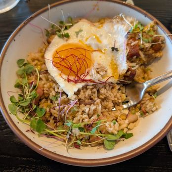 The Peached Tortilla - Egg and Bacon fried rice - Asian Fusion Near Me - Cedar Park, Texas The Peached Tortilla - Egg and Bacon fried rice - Asian Fusion Near Me - Cedar Park, Texas
