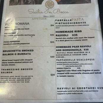 Sicilia In Bocca - Menu - Italian Near Me - Morgan Hill, California Sicilia In Bocca - Menu - Italian Near Me - Morgan Hill, California