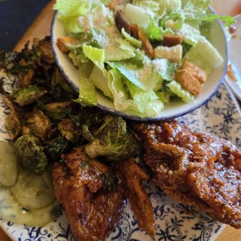 Tupelo Honey Southern Kitchen & Bar - White Meat Fried Chicken with Sweet & Spicy Sauce, Caesar Salad & Crispy Brussels Sprouts - New American Near Me - Huntsville, Alabama Tupelo Honey Southern Kitchen & Bar - White Meat Fried Chicken with Sweet & Spicy Sauce, Caesar Salad & Crispy Brussels Sprouts - New American Near Me - Huntsville, Alabama
