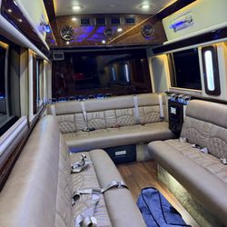 Bhutta Limousine Service - Luxury Mercedes-Benz Party Sprinter interior for up to 14 passengers. Perfect for birthdays, weddings & group transportation in Chicago.