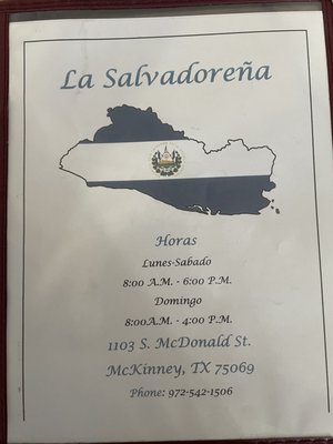 Menu photo 6 La Salvadorena Mc Kinney, TX