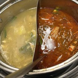 Sticky Rice - Chicken and spicy beef broth