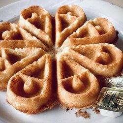 Peg's Glorified Ham & Eggs - Belgian waffle