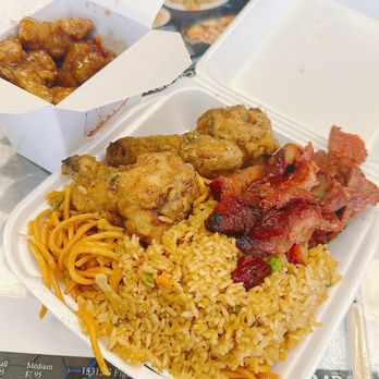 Chinese Combo - Three Items Combo - Orange Chicken, Lemon Pepper Wings, & BBQ Pork - Chinese Near Me - Gardena, California Chinese Combo - Three Items Combo - Orange Chicken, Lemon Pepper Wings, & BBQ Pork - Chinese Near Me - Gardena, California