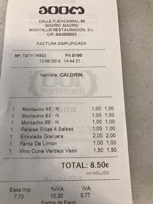 Menu photo 1 100 Montaditos Madrid, M