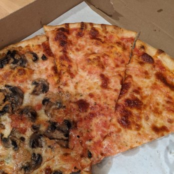 Billy's Pizza & Pasta - This regular slice has been TRANSPLANTED into this half-regular-half-mushroom pie - Pizza Near Me - Brooklyn, New York