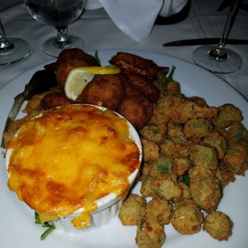 Delta's - Fried seafood platter... So good! With mac and cheese, fried okra - Soul Food Near Me - New Brunswick, New Jersey