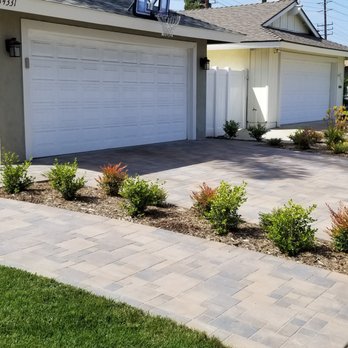 Sea Breeze Landscaping Construction - Complete front yard renovation with new lawn, patio area with paved walkway, driveway and planters. - Landscaping Near Me - Orange, California Sea Breeze Landscaping Construction - Complete front yard renovation with new lawn, patio area with paved walkway, driveway and planters. - Landscaping Near Me - Orange, California
