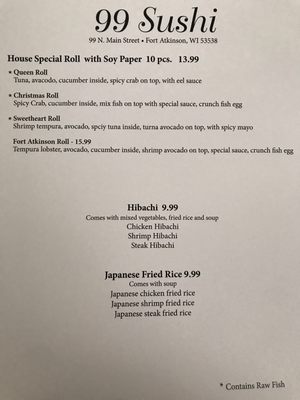 Menu photo 4 99 sushi Fort Atkinson, WI Menu photo 4 99 sushi Fort Atkinson, WI