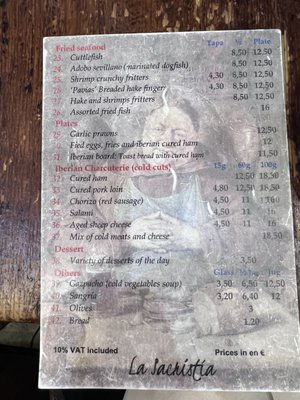 Menu photo 1 La Sacristía Seville, SE Menu photo 1 La Sacristía Seville, SE