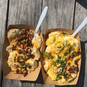 Biscuits + Groovy - Johnny Hash on the left, Gloria Gaynor on the right. Both were delicious! - Food Trucks Near Me - Austin, Texas Biscuits + Groovy - Johnny Hash on the left, Gloria Gaynor on the right. Both were delicious! - Food Trucks Near Me - Austin, Texas