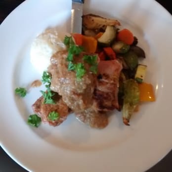 August Restaurant - The Pork Tenderloin on mash with roast vegetables. - Canadian (New) Near Me - Lincoln, Ontario