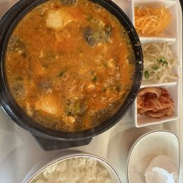 Spicy beef soft tofu soup Spicy beef soft tofu soup