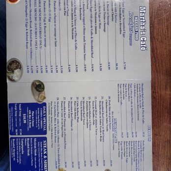Martha's Cafe - Le menu - Mexican Near Me - El Paso, Texas