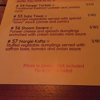 Elefanta - One of 3 pages of menu - Indian Near Me - Cancún, ROO Elefanta - One of 3 pages of menu - Indian Near Me - Cancún, ROO