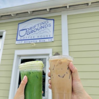 Drifting Grounds - Iced matcha latte with coconut foam & salty turtle coffee - Cafes Near Me - Ocean View, Delaware