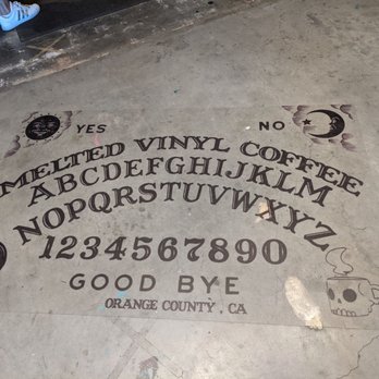 Melted Vinyl Coffee - Ouiji board on the floor, so cool!! - Coffee & Tea Near Me - Brea, California