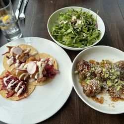 Stone Ducky - Fish tacos, salad, duck wings
