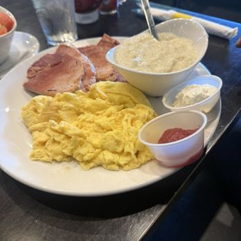 The Hudson Cafe - Scrambled Eggs, ham and grits - Breakfast & Brunch Near Me - Northville, Michigan The Hudson Cafe - Scrambled Eggs, ham and grits - Breakfast & Brunch Near Me - Northville, Michigan