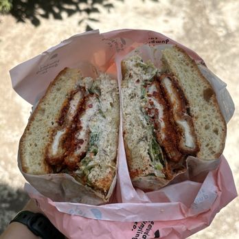 Saturday Dumpling - Spicy *SPICY* Chicken Caesar Sandwich (contains Gluten, Dairy, Egg, Sesame, Fish) - Chinese Near Me - Minneapolis, Minnesota Saturday Dumpling - Spicy *SPICY* Chicken Caesar Sandwich (contains Gluten, Dairy, Egg, Sesame, Fish) - Chinese Near Me - Minneapolis, Minnesota