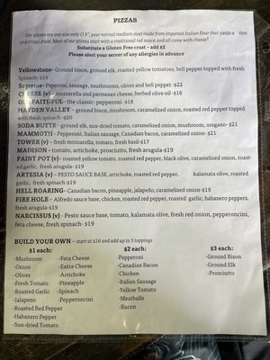Menu photo 1 Yellowstone Pizza Company Gardiner, MT Menu photo 1 Yellowstone Pizza Company Gardiner, MT
