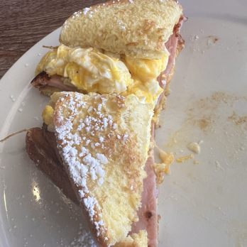 Lone Star Cafe - Half devoured Monte Cristo Sandwich - Breakfast & Brunch Near Me - Arlington, Texas
