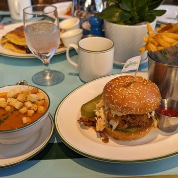Sadelle's - Creamy Tomato Soup ($16) - 4.5 stars, tart & thick. Crispy Chicken Sandwich ($27) - 4.5 stars. Black Friday brunch 2023-11-24 - Breakfast & Brunch Near Me - Las Vegas, Nevada Sadelle's - Creamy Tomato Soup ($16) - 4.5 stars, tart & thick. Crispy Chicken Sandwich ($27) - 4.5 stars. Black Friday brunch 2023-11-24 - Breakfast & Brunch Near Me - Las Vegas, Nevada
