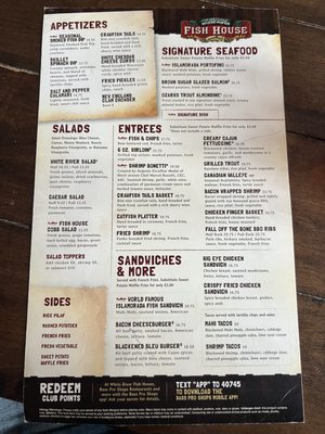 Menu photo 1 White River Fish House Branson, MO