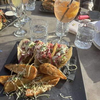 Parallel Wine and Whiskey Bar - Pork tacos & instead of the corn - subbed a side of duck fries - Wine Bars Near Me - Ashburn, Virginia Parallel Wine and Whiskey Bar - Pork tacos & instead of the corn - subbed a side of duck fries - Wine Bars Near Me - Ashburn, Virginia