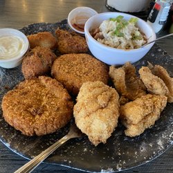 Wharf Casual Seafood - Catfish, Wharf Cakes, and Red Beans & Rice