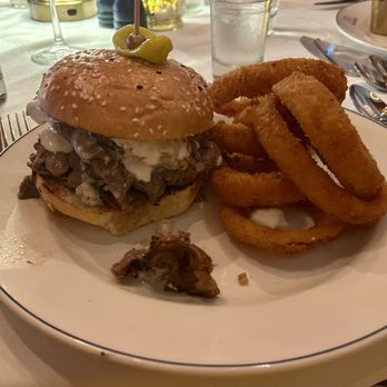 1776 Steakhouse - Prime rib sandwich with onion rings - Steakhouses Near Me - Rehoboth Beach, Delaware