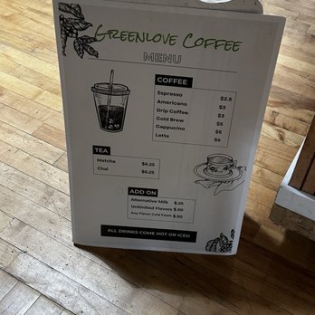 Greenlove Coffee - Menu - Coffee & Tea Near Me - Greensboro, North Carolina